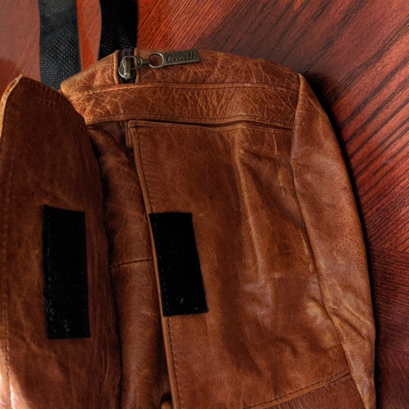 Carroll Leather & Suede Belt Bag in Cognac Color w/Black Unisex - Picture 4 of 16